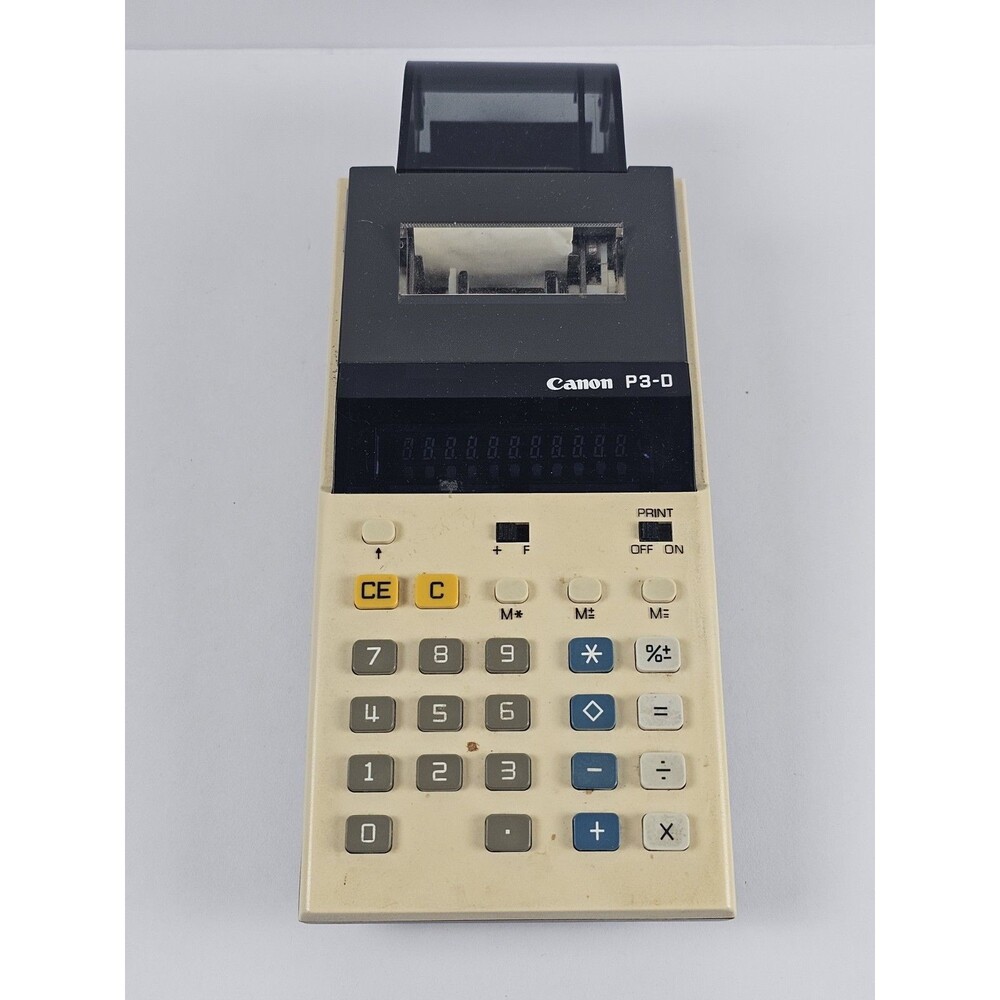 Vintage Canon P3-D Palm Printing Calculator AA Battery Powered